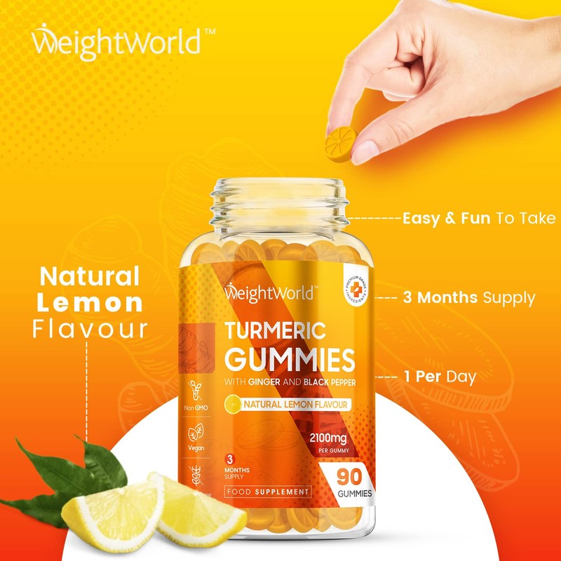 Turmeric and Black Pepper Gummies with Ginger 2100mg - 90