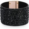 Bohemian Bangle Bracelet for Women black Wide Edge Bracelet Rhinestone