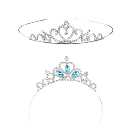 YOUZMY 2 Stücke Silberne Prinzessin Krone, Tiara mit Kristallen Krone, Haarreif für Mädchen und Damen, Kopfschmuck für Hochzeit, Geburtstag, Abschlussball, Party, Weihnachten und Karneval