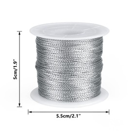 jijAcraft 100M Silver Twine String, Silver Thread Twist Ties with Coil, Silver Metallic String for Christmas String, Polyester String Jewelry Cord, DIY Craft String Thread and Packing String