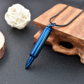 Collares personalizados de urna de bala para cenizas de acero inoxidable 316L con colgante de urna de cenizas de cremación para mujeres y hombres, regalo de recuerdo, Acero inoxidable, Sin piedra preciosa