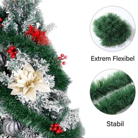 Christmas Decoration Fir Garland 3 m, 5 m, 10 m, 15 m, Christmas Garland Plastic, Fir Green Fir Branches, Artificial Christmas Garlands, Stairs, Balcony, Window, Fireplace Decoration (Green, 10 m)