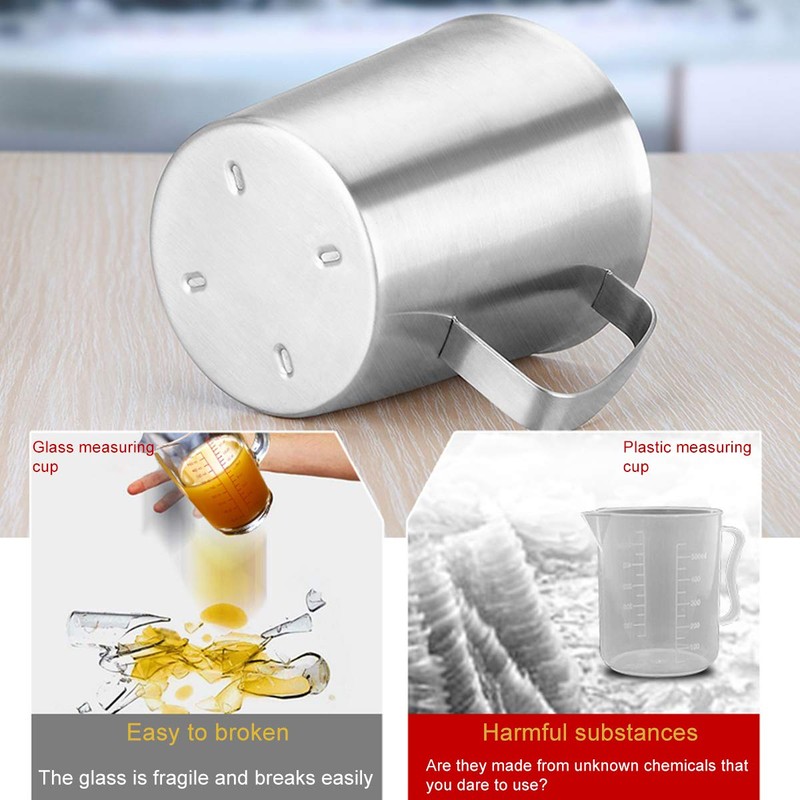 Kitchnexus Measuring Jug Stainless Steel 2 L, Milk Jug Measuring