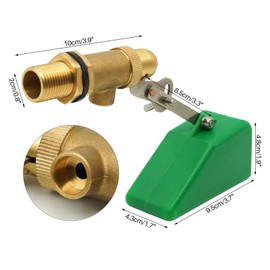 MasXirch 1/2 Inch Brass Valve with Plastic Float Water Float Valve with Adjustable Arm Automatic Fill Float Ball Valve for Water Tank Fountains Livestock Waterer