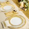 175 Piece Gold Dinnerware Set 25 Guest-50 Gold Lace Plastic
