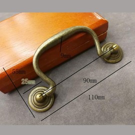 SENRISE Antique Bronze Drawer Pulls 9cm Hole Center Vintage Furniture Handles for Cupboard Wardrobe Dresser Door (11cm Length)