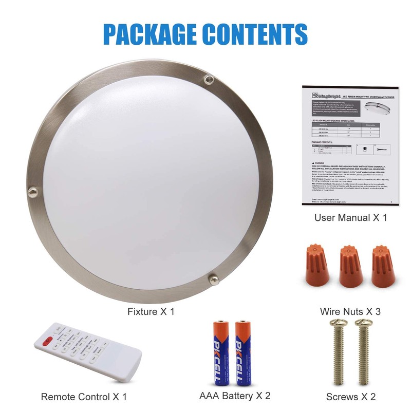 MingBright 12 Inch LED Flush Mount Ceiling Light with Microwave