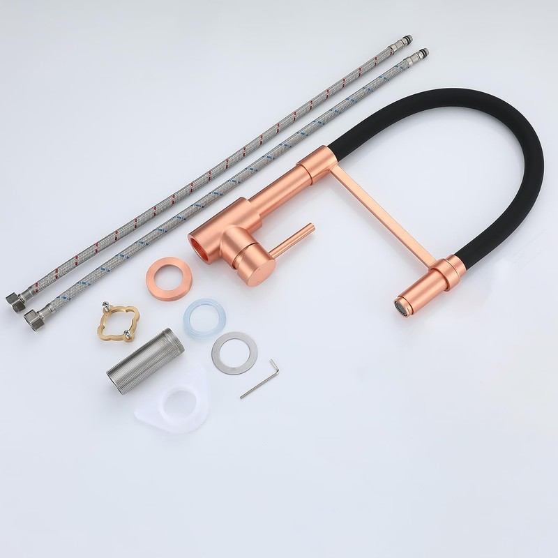 Pirooso Copper Kitchen Faucet, Kitchen Sink Faucet with Pull Down