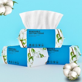 Disposable Face Towel 300 Count, Soft Cotton Clean Skin Face Towels, Dry Wipes Cotton Facial Towels Wash Cloths Tissue Thickened, Face Towelettes Disposable for Makeup Remover, Cleansing and Skincare