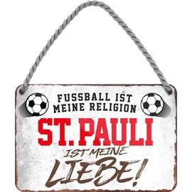 schilderkreis24 Tin Sign Funny Saying Decorative Item Sport Club Gift Idea Men Club Football Fan (Football Religion St. Pauli 18 x 12 cm)