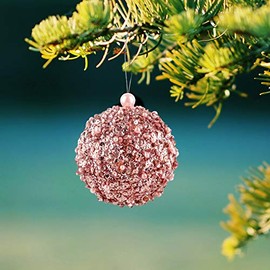 Juego de 4 adornos de bolas navideñas de 4.25 pulgadas, oro rosa, irrompibles, decoraciones navideñas, bolas para árboles de Navidad, bodas, fiestas, decoraciones navideñas, sobremesa, decoración de