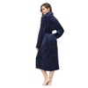 RONGTAI Womens Bathrobe Ladies Fleece Plush Warm Long Robes （Small，Navy