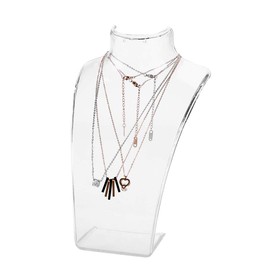 Tomotato Jewellery Stand Bust, 13.8 x 21.5 cm Acrylic Chain Holder Necklace Bust Display Holder Jewellery Display Rack Tabletop Jewellery Bust for Necklaces Pendant (Transparent)