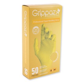 FRANZ MENSCH Hygostar Nitrile Power Grip Gloves, Powder-Free, Pack, Yellow, 8/M, L: 24 cm, Disposable Gloves, Mechanic, Latex-Free, Fish Scale Structure, Pack of 50