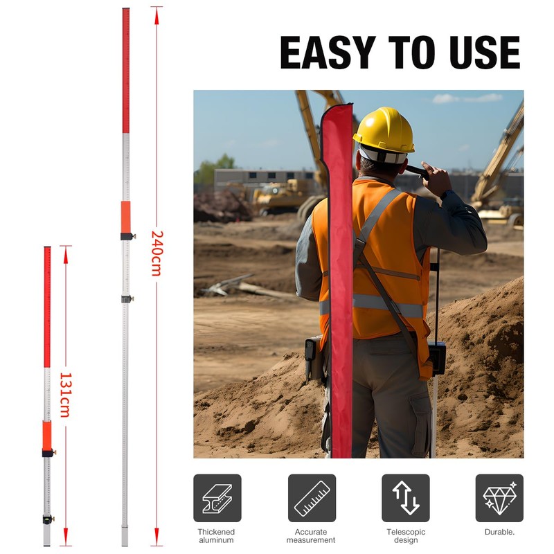 Laser Level Suit with Quick Lock Aluminum Rod for Rotary