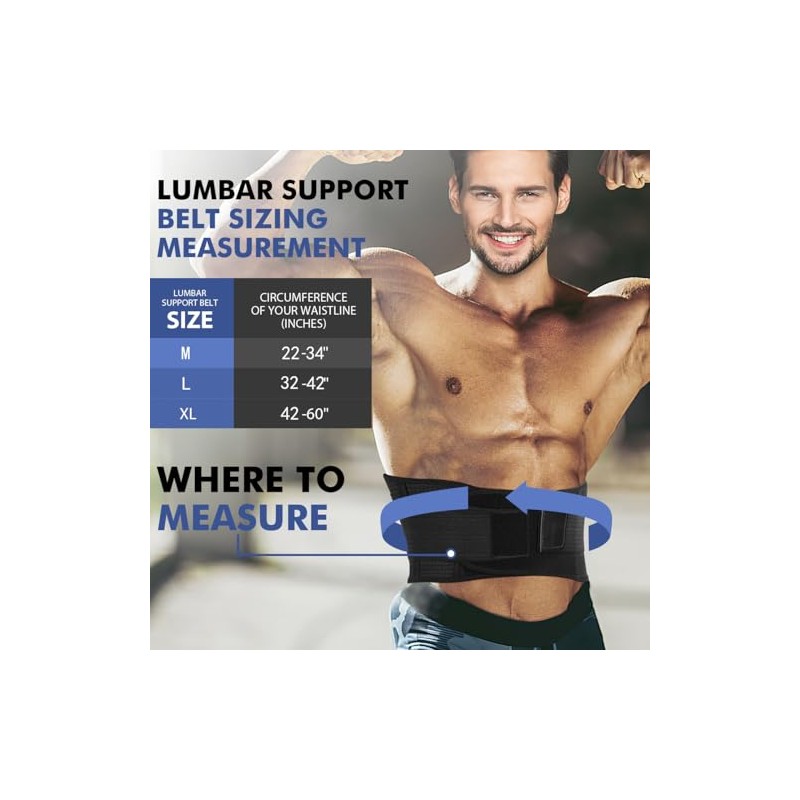 Lumbar Support Belt Lower Back Brace for Lifting, Herniated Disc,