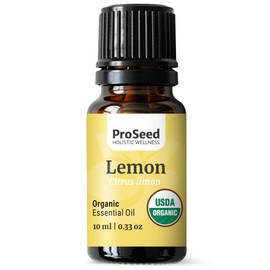 ProSeed Organic Essential Oil – Steam Distilled for Aromatherapy, Calm & Skin Care – Non-GMO, Handmade 10ml (0.33oz) (Lemon)