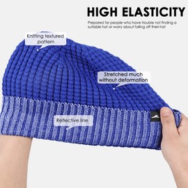 Achiou Gorro reflectante de invierno para hombres y mujeres, gorro de punto cálido de invierno para correr deportes al aire última intervensión de alta visibilidad, Azul, Talla única