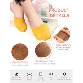 SATINIOR 8 Pairs Toe Topper Socks for Women, Mule Toe Topper Liner Half Socks Cotton Seamless(Pink, Yellow, Green, Orange, Black Gray, Blue, Coffee, Khaki)