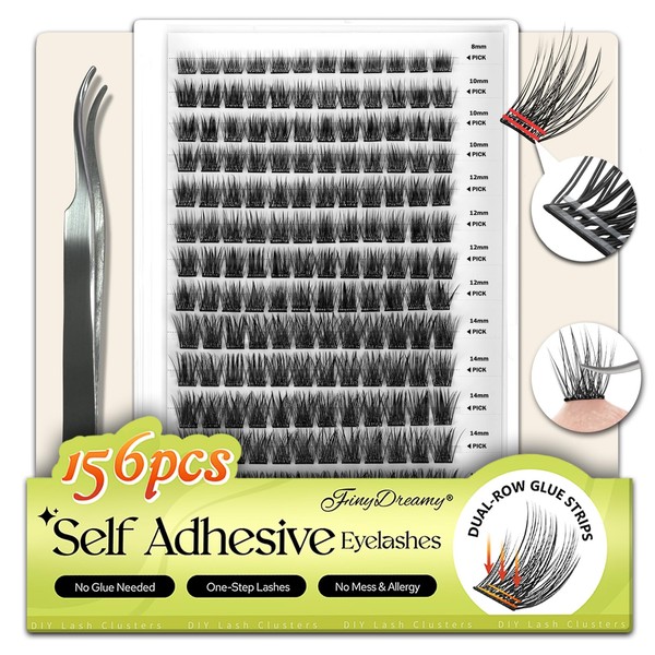 156 PCS FinyDreamy Self Adhesive Eyelashes Clusters Kit Lash Clusters