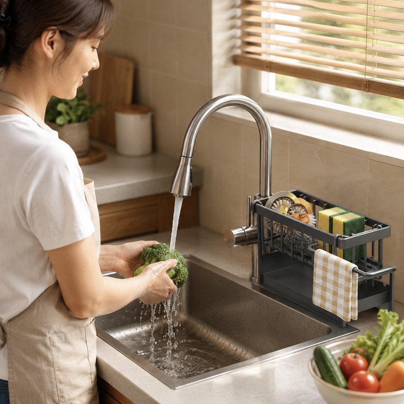 Kitchen Sink Drain Rack for Sponge and Soap - Stainless