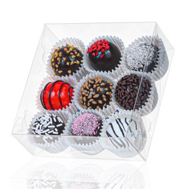 TEMLQPACK 25pcs 5x5x2 Inch Plastic Clear Pastry Boxes - Cookies, Doughnuts, Soap, Truffle, Brownie, Cake, Chocolate Covered Strawberries & Treat Boxes for Party Favors & Wedding