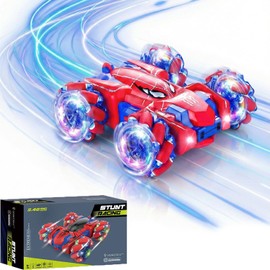 RC Car for Kids, Popular, Spider, Remote Control Car, 360 Degree Rotation, RC Car, 4WD, Off-Road, For Children, Toy, Indoor, Outdoor, All-Terrain Compatible, LED Light, Gift, Christmas, Birthday Present (Red)