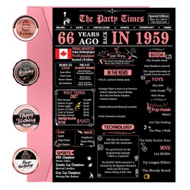 66th Birthday Cards, 66th Black Pink Birthday Decorations, Best 66 year old Birthday Gifts for Women Mother, Happy Birthday Cards for Wife