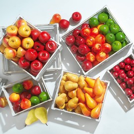 Decorative Pears Fruit Food Dummy Yellow Red 12 cm Set of 3