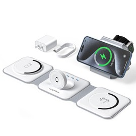 UCOMX 3 in 1 Charging Station for Multple Devices,Foldable 3 in 1 Wireless Charger for Travel,NANO Wireless Charging Station for iPhone17 16 15 14 13 12 Pro Max/Watch 10 9 8 7 6 5 4 3 Ultra/AirPod Pro