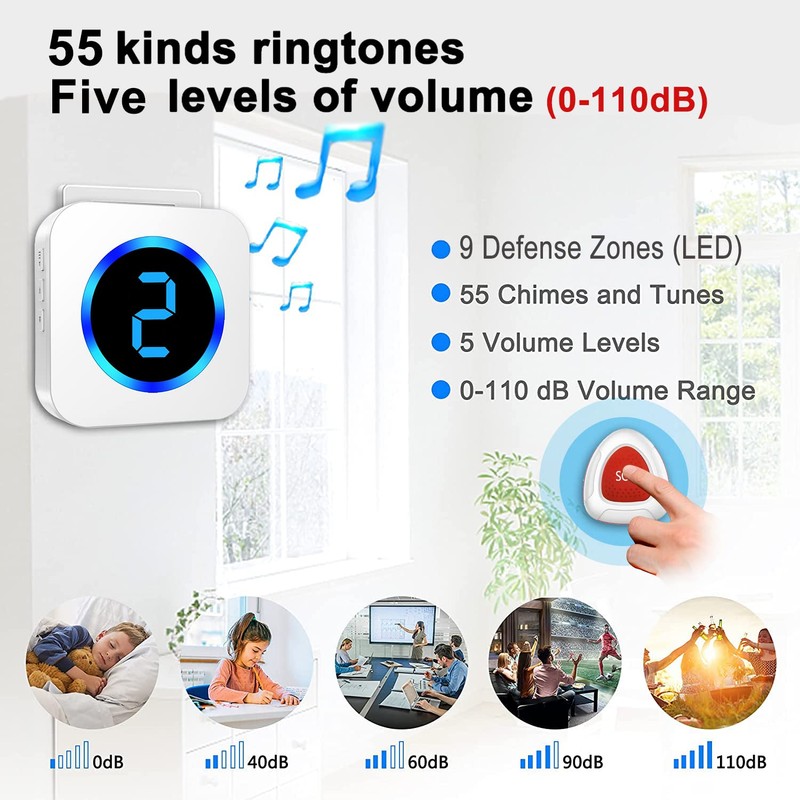 LIKEPAI Caregiver Pager Wireless Call Bell Alert Button for Seniors/Elderly/Patients
