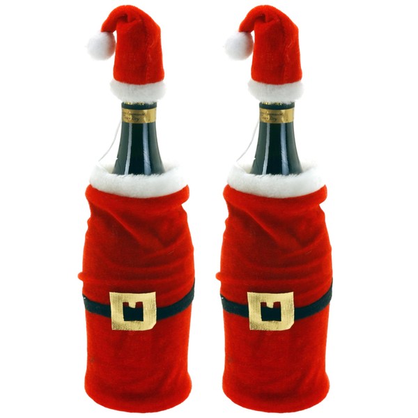 MIJOMA Set of 2 Christmas Bottle Covers - Stylish Santa