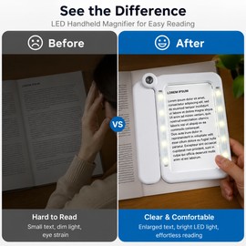 4X LED Handheld Magnifier for Reading – Rectangular Full-Page Magnifying Glass for Books & Newspapers