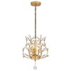 3WWWUEE Small Gold Crystal Chandelier, Farmhouse 3-Light Branch Crystal Pendant