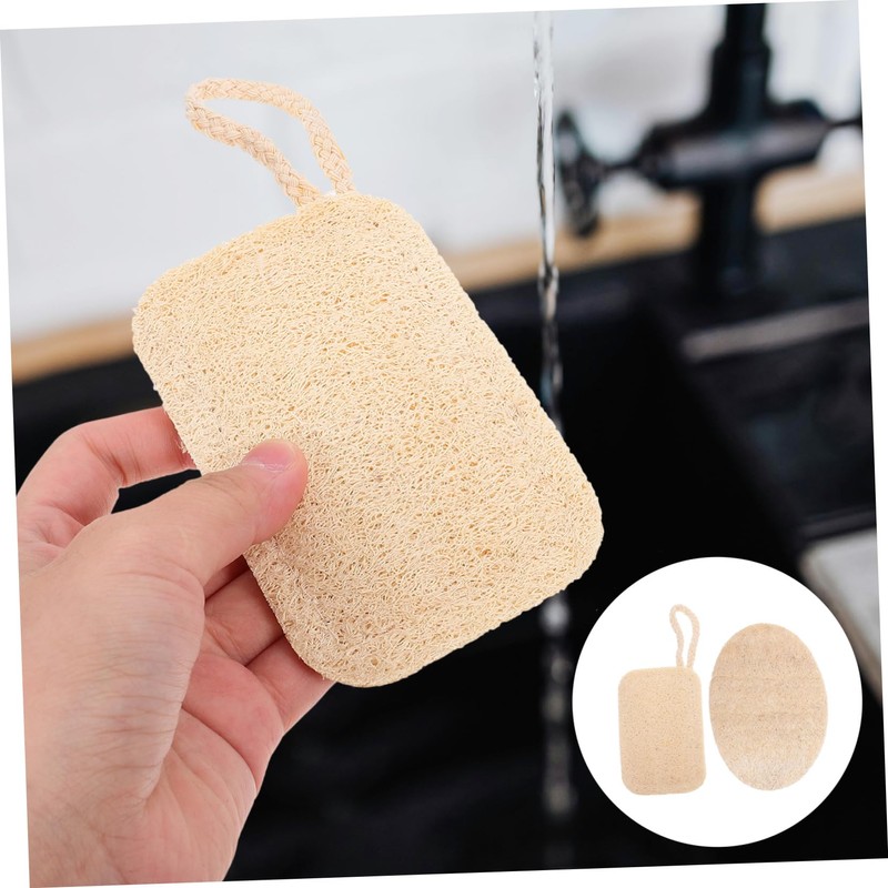 Baluue Natural Loofah Dish Washing Brush Set 2Pcs Kitchen Cleaning
