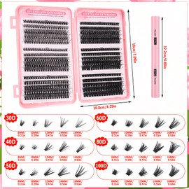 Cluster Lashes Individual Eyelashes 600Pcs, Natural Cluster Lashes Eyelashes Individual Kit with Seal Lash Glue, DIY Eyelash Clusters Thick Fluffy Mixed Lash Clusters 8-16mm (30+40+50+60+80+100D)