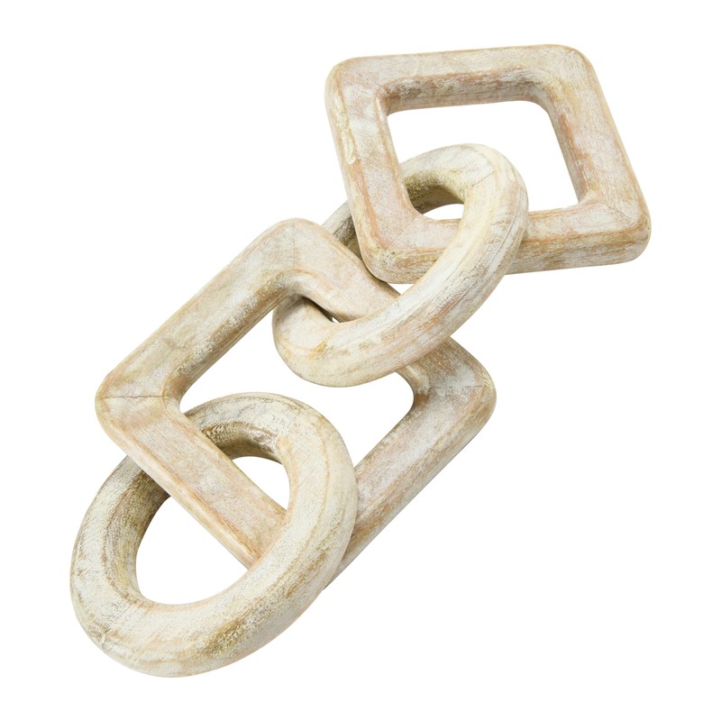 Creative Co-Op Mango Wood Chain Décor, Whitewashed