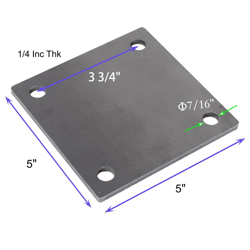 5" x 5" Steel Plate with Holes – 3/16" Thick,
