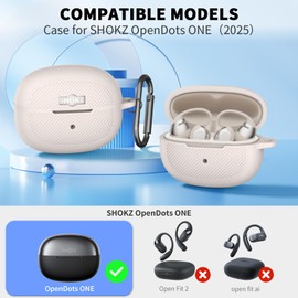 TUDIOW for SHOKZ OpenDots ONE Case, Soft Silicone Shockproof Protective Case Cover Compatible with SHOKZ OpenDots One's Earbuds Accessories with Cleaning Kit & Keychain (Gray)