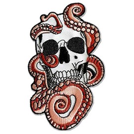 CHBROS Octopus Skull Embroidered Patch Iron on Patches for Clothing Jackets T-Shirt Backpacks...