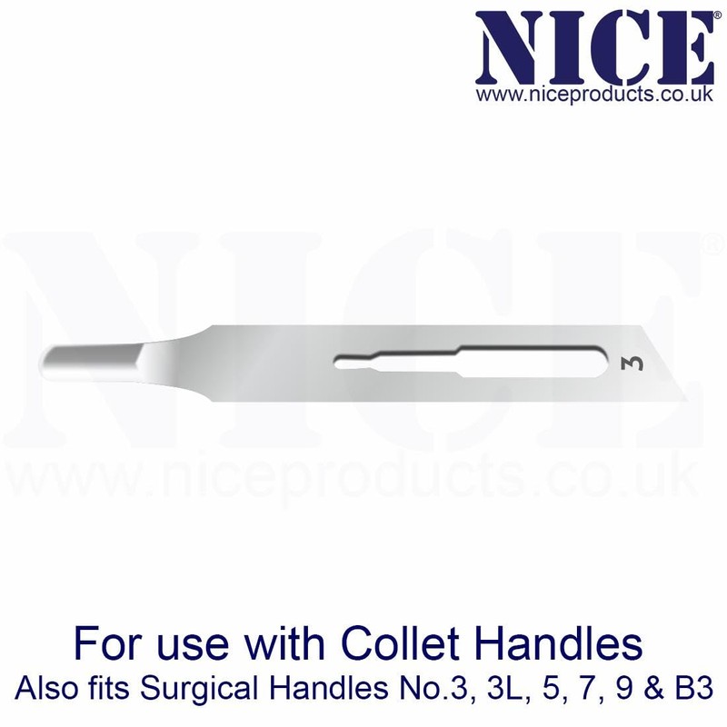 50 x NICE No.3 Gouge Sterile Carbon Steel Blades GCS3