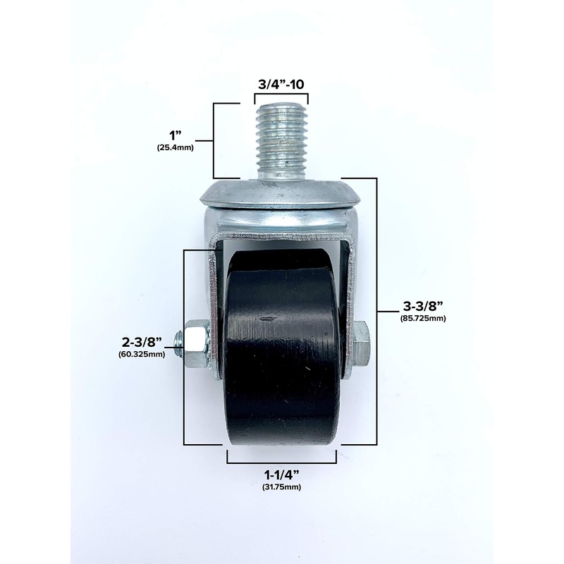Floor Jack Caster (2 Piece - Black Wheel) for Lincoln,