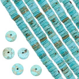 SUNNYCLUE 122 PCS 8mm Turquoise Beads Cube Disc Beads Round Turquoise Beads Bracelet Strand Threading Dyed Blue Necklace Beads Bracelet Turquoise Power Stone Design Bracelet Green Turquoise Spine