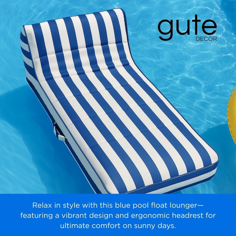 Upholstered Stylish Pool Float Lounger Recliner, Large Floating Chair &