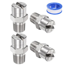 M METERXITY 4 Pack Flat Fan Spray Tip - 65 Degree 1/8BSPT Male Pressure Washer Nozzles Cleaner Nozzle Replacement, Stainless Steel with Sealing Tape, Apply to Water Guns (3.6mm Orifice)