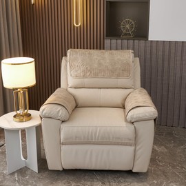 vctops 4 Pcs Water Resistant Sofa Armrest Cover Vintage Faux Suede Headrest Cover for Recliner Chair Arm Cover Non Slip Couch Cover for Dogs Washable Furniture Protector (Light Coffee,2 Seat)