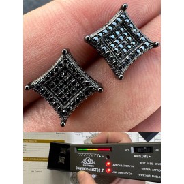 Italiano Silver, Inc. Black MOISSANITE Oxidized Rhodium Over 925 Silver Square Kite Earrings Hip Hop