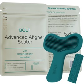 BOLT Aligner Seaters (Set of 2) – Aligner Chewies for Invisalign, FSA HSA Approved Orthodontic Clear Aligner Chewys with Non-Slip Design and Hygienic Handle – Green