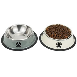 Podinor Stainless Steel Dog Bowls, Food and Water Non Slip Anti Skid Stackable Pet Puppy Dishes for Small, Medium and Large Dogs (2 Pack)