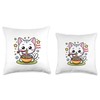 Cat Ramen Slurp Session Fun Food Animal Design Throw Pillow